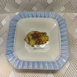 Due Torra Italy Transferware Fluted Edge Ceramic Sea Shell Bowl 10”